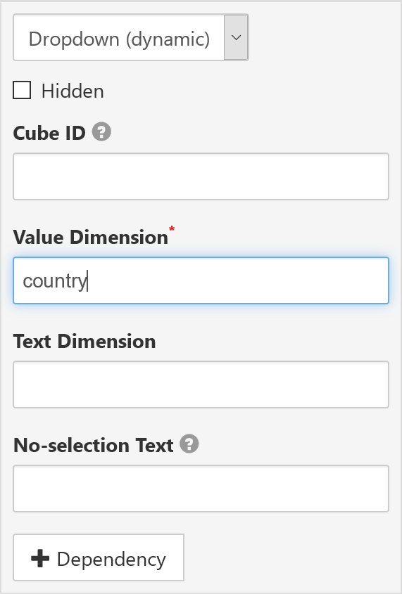 Dropdown setup for country filter